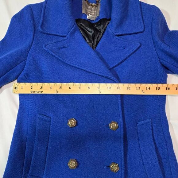 J. CREW STADIUM CLOTH NELLO GORI ROYAL BLUE WOOL PEA COAT JACKET WOMENS 0 XS - Picture 5 of 9